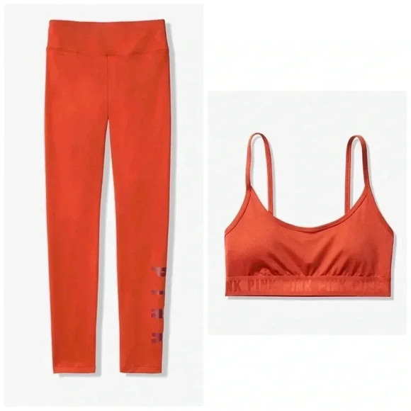 🆕Victoria’s Secret Pink Leggings & Sport Bra Set Rust XS 🆕 - Picture 2 of 8